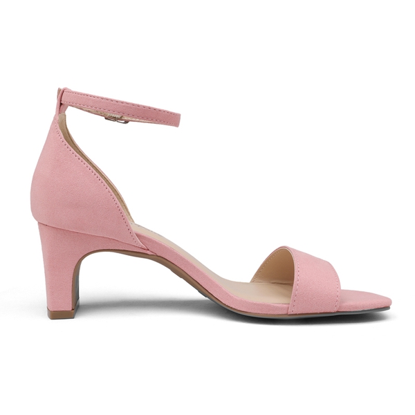 Square Toe Chunky Heel Sandals - LIGHT PINK - 2